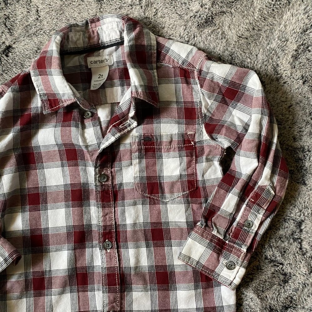 <3/$20> Carter's Plaid Button Down Shirt 2T